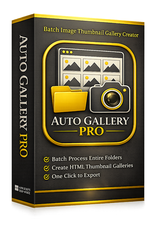 Auto Gallery Pro batch HTML image gallery creator software product box